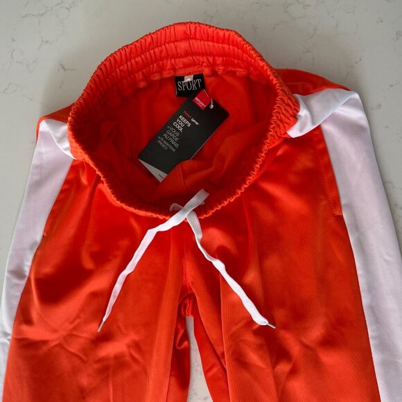 Sport Fashion Pull On Heat Gear Track Pants w Side Stripe Orange White Sz S NWT - Picture 8 of 12
